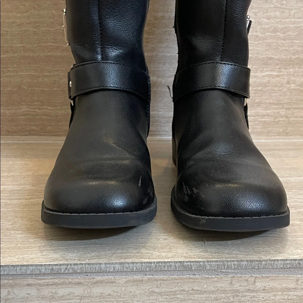 ART CLASS UGC Girls Size 5 Black Moto Boots zip up faux buckle